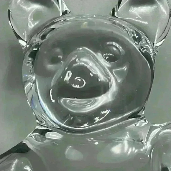 DAUM FRANCE Teddy Bear Figurine Art Glass Clear Crystal 4" Signed - Picture 2 of 8